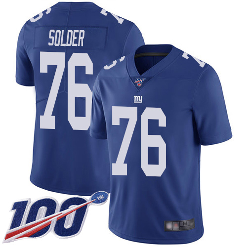 Men New York Giants #76 Nate Solder Royal Blue Team Color Vapor Untouchable Limited Player 100th Season Football NFL Jersey->new york giants->NFL Jersey